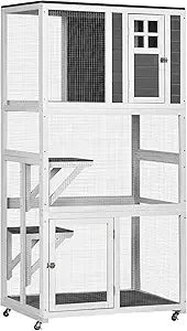 74" Wooden Catio Outdoor Cat House