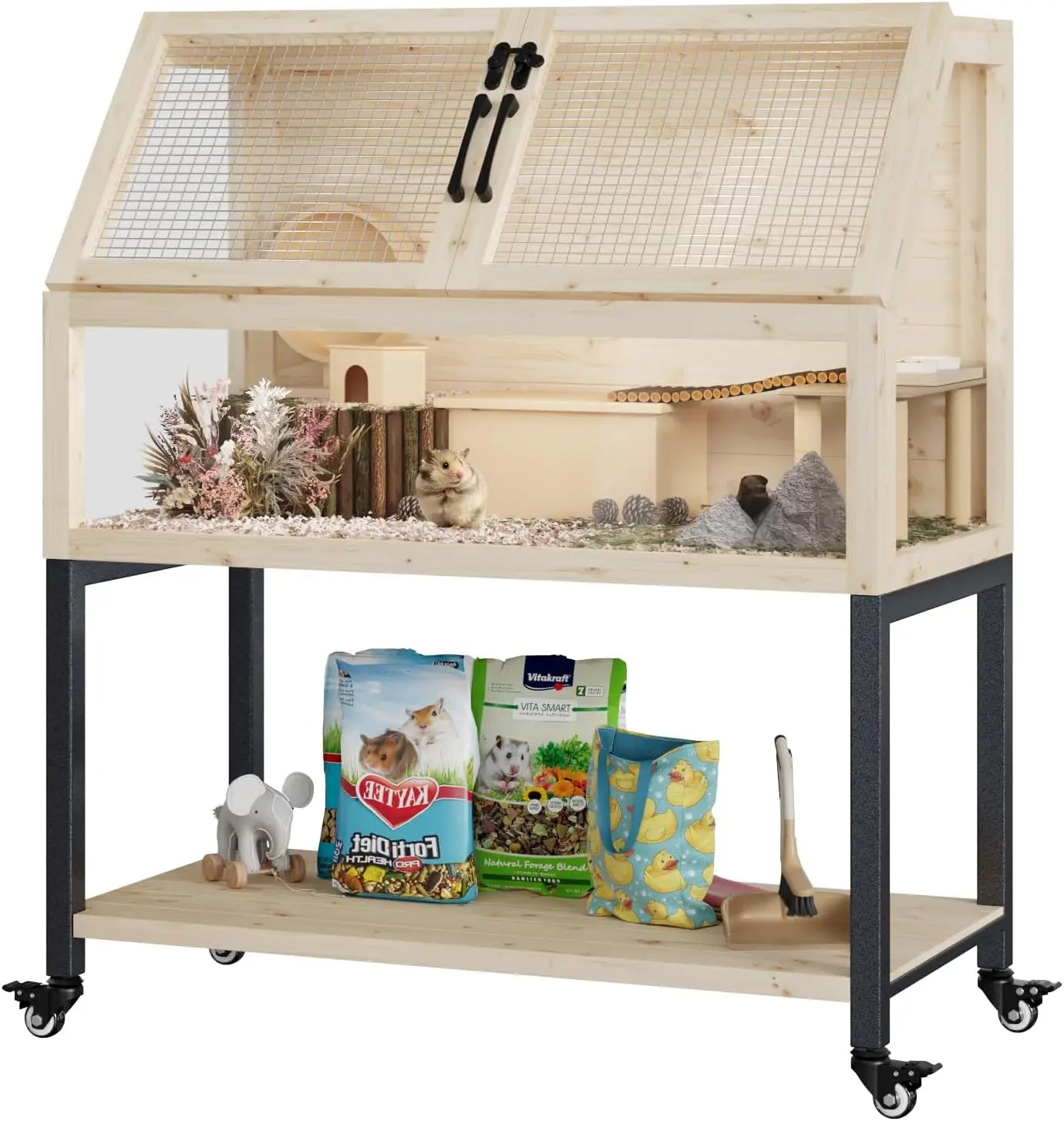 Wooden Hamster Cage with Storage Shelf