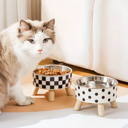 Elevated stainless steel cat bowl