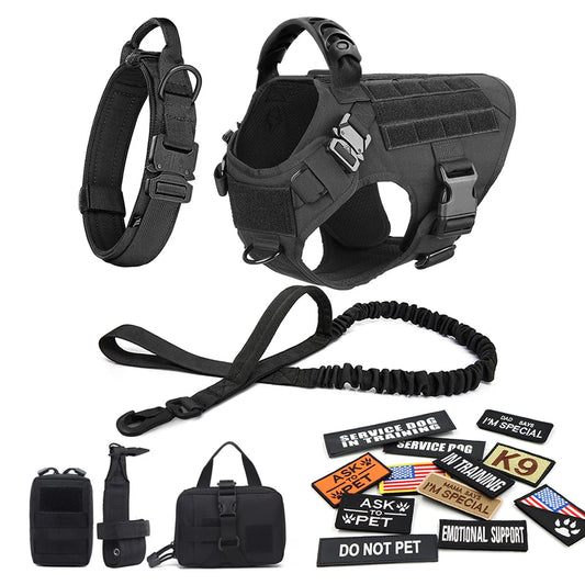 Military Large Dog Harness Collar Leash